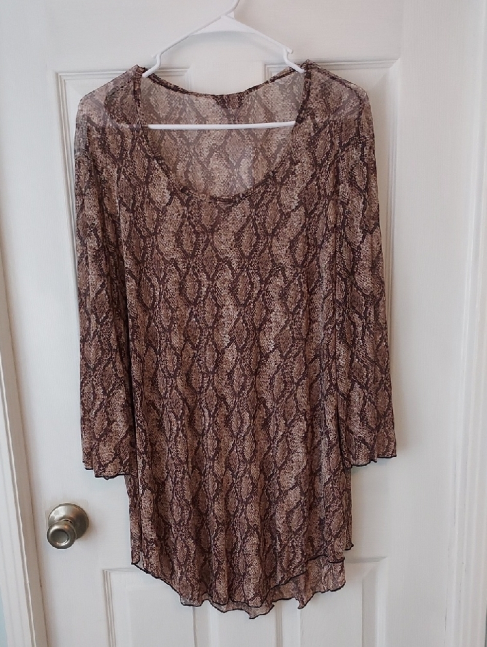 Jordan Taylor Brown Snake Print Long Sleeve Swim Cover-Up